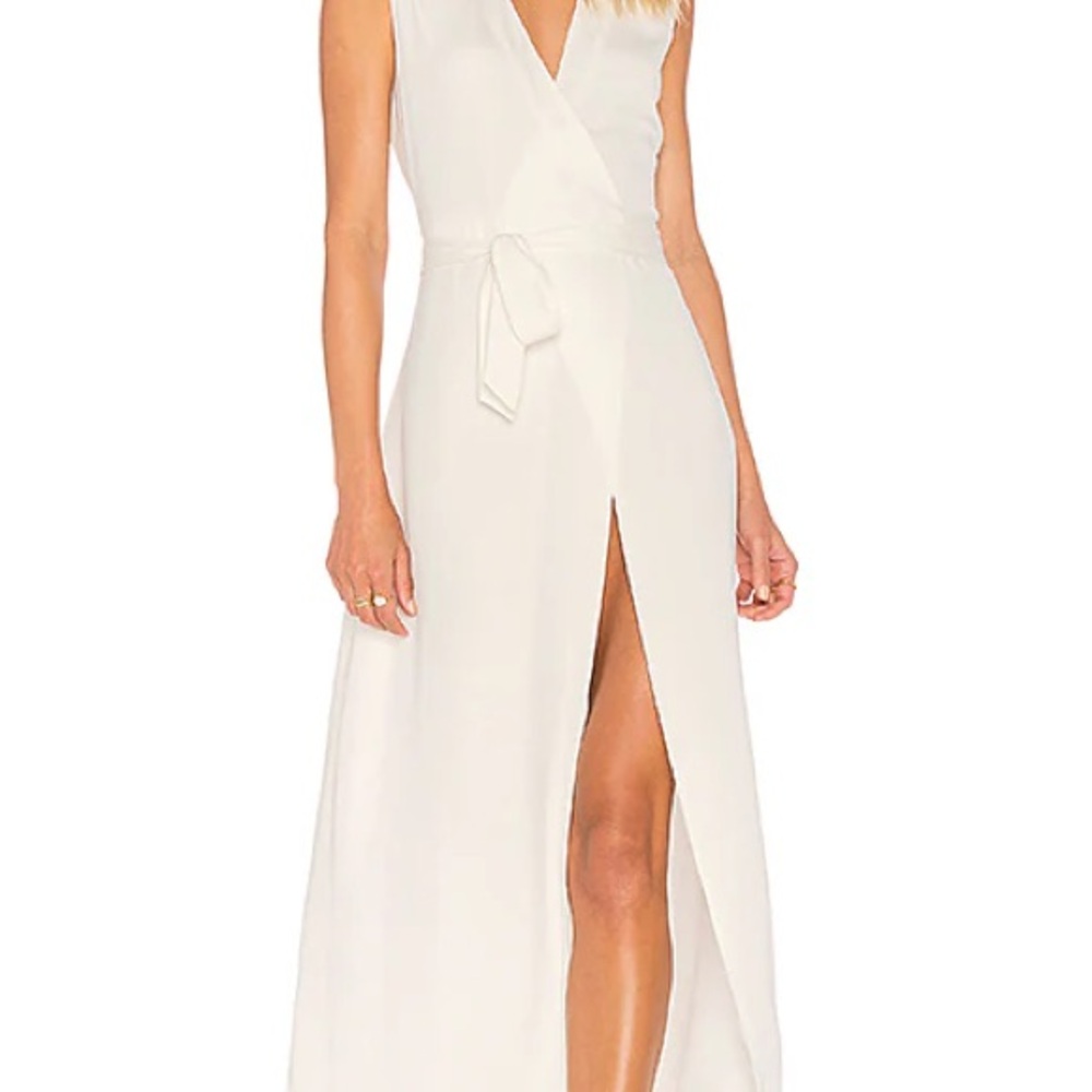 L’Academie XS Ivory Sleeveless Wrap Dress revolve